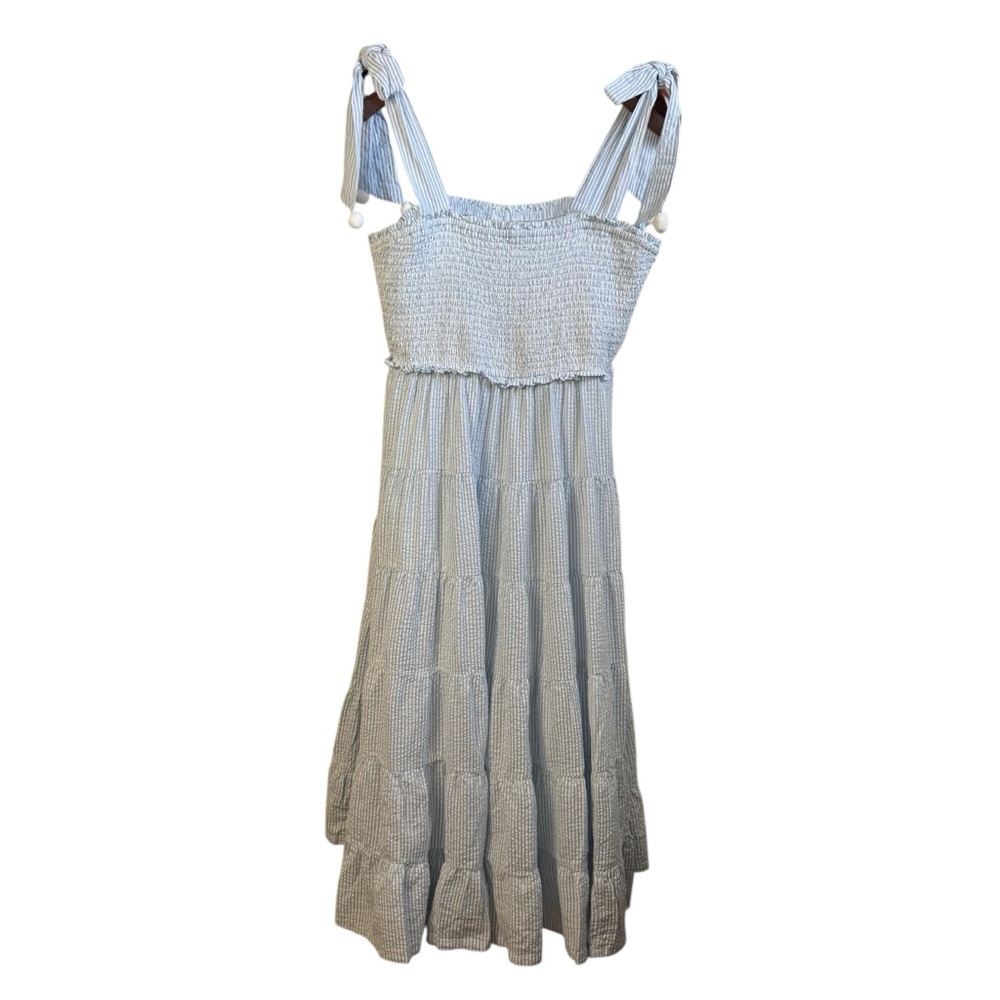Crown & Ivy Light Blue & White Gingham Midi Dress Size Large NWT